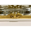 Tintero doble de bronce y cristal Imperio. Francia Siglo XIX.