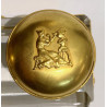 Tintero doble de bronce y cristal Imperio. Francia Siglo XIX.