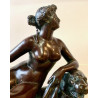 Reloj de sobremesa, escultura de bronce “Ariadna sobre la pantera”, firmada Jules Graux Marly. Segunda mitad del Siglo XIX.