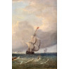 Marina. Óleo sobre lienzo. Escuela francesa de mitad del Siglo XIX.