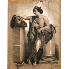 “David y Goliat”, dibujo al carboncillo, siglo XIX 2