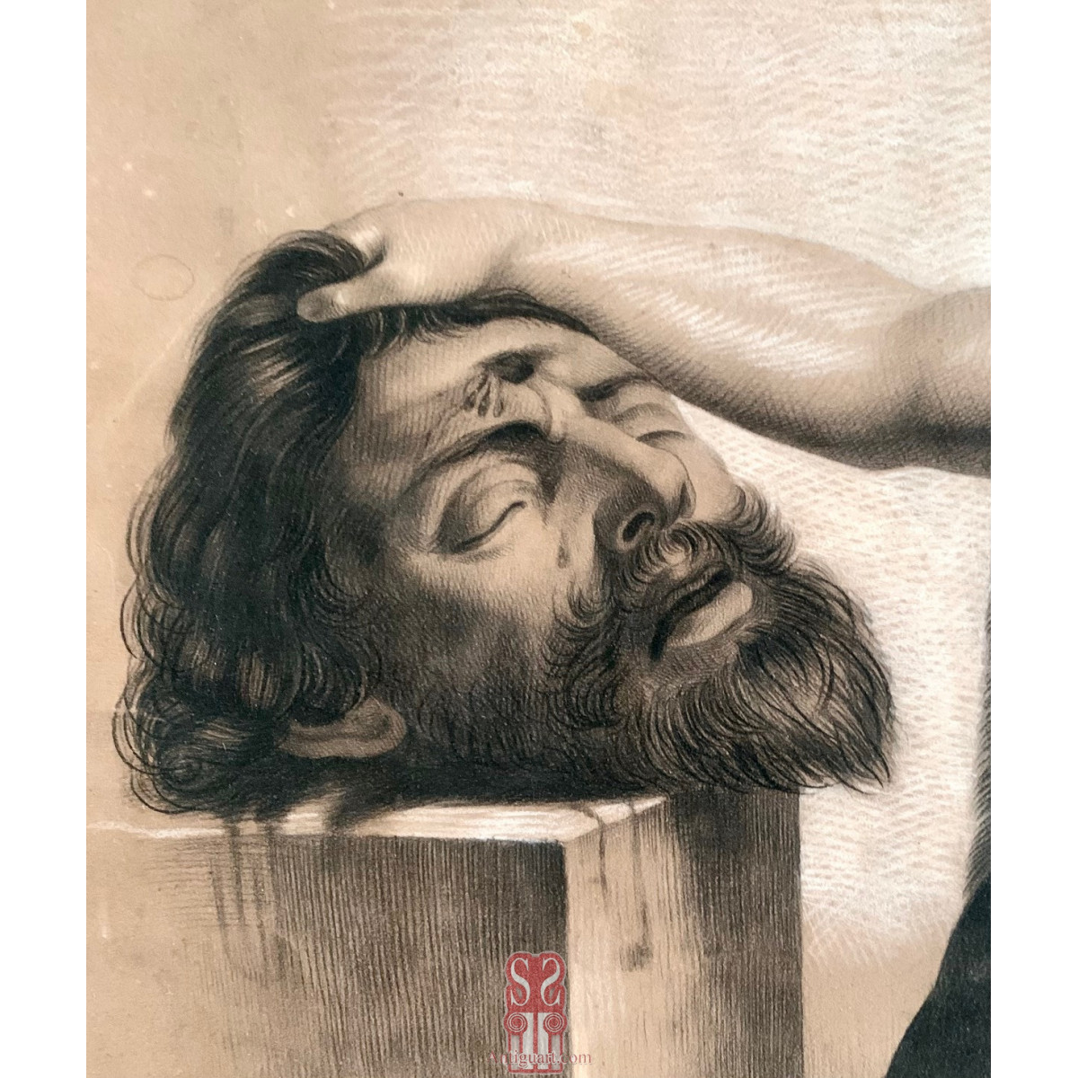 "David and Goliath," charcoal drawing , 19th.