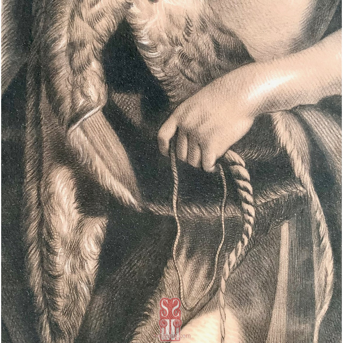 "David and Goliath," charcoal drawing , 19th.