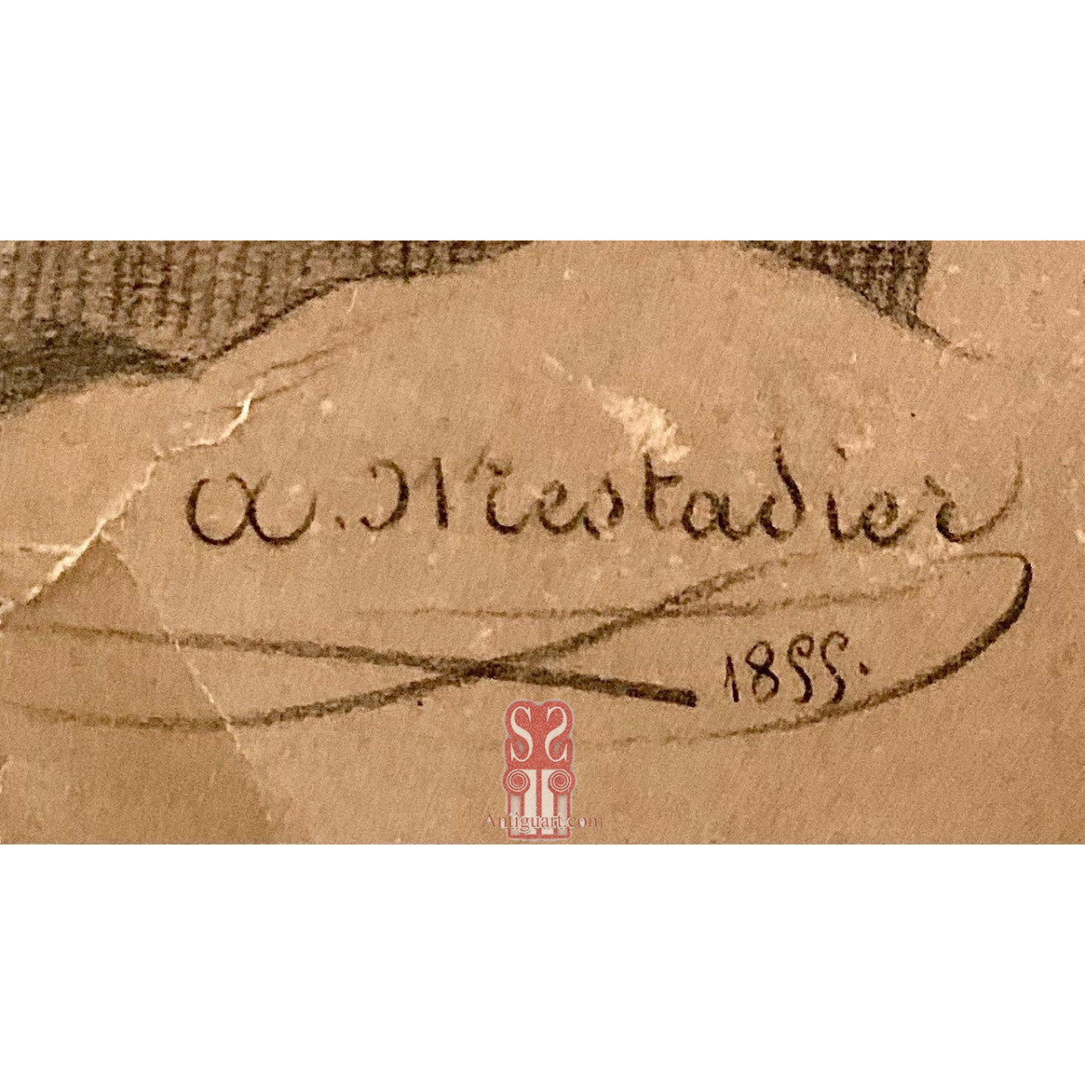 "David and Goliath," charcoal drawing , 19th.