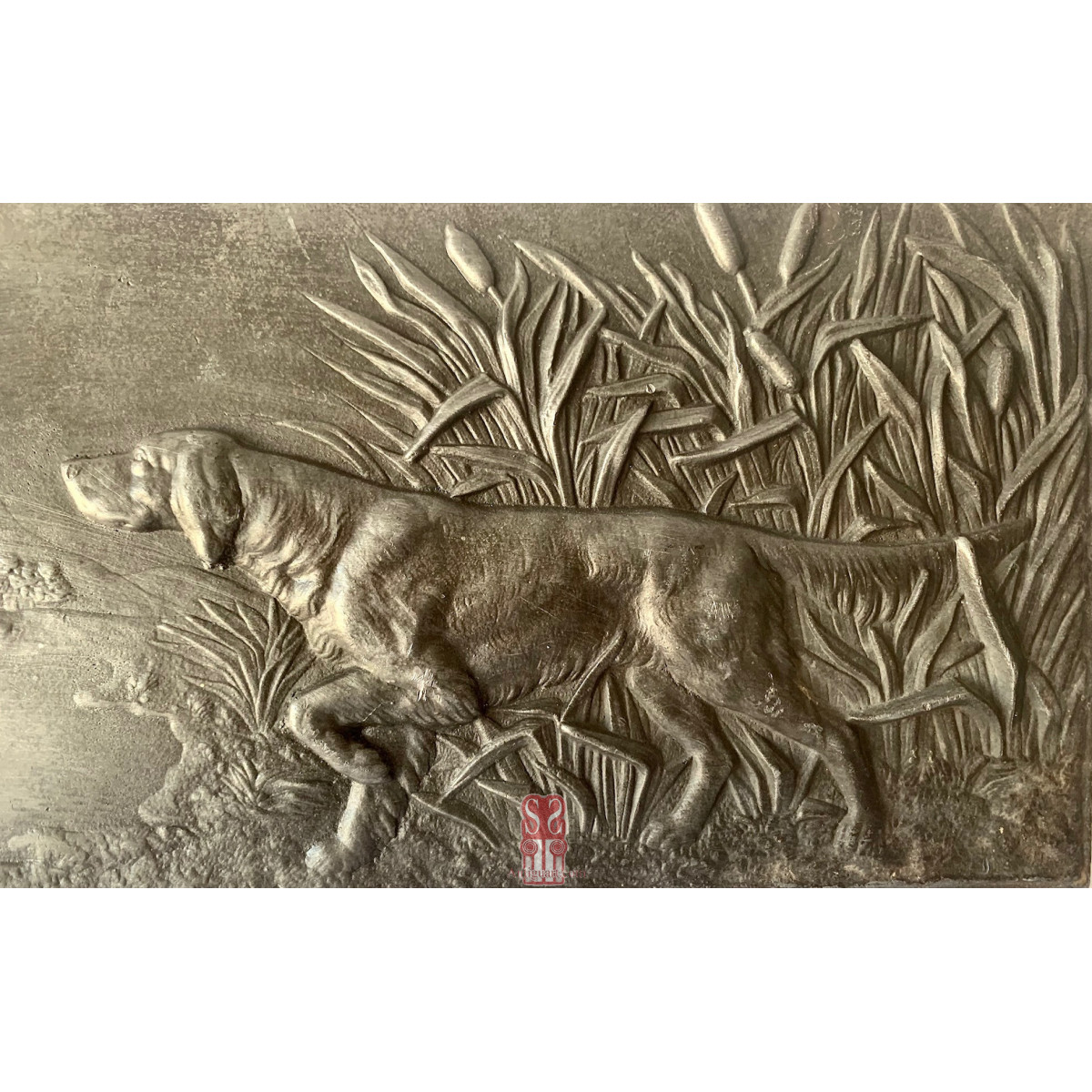 Bajo relieve, escena con perro de caza 1900 circa.