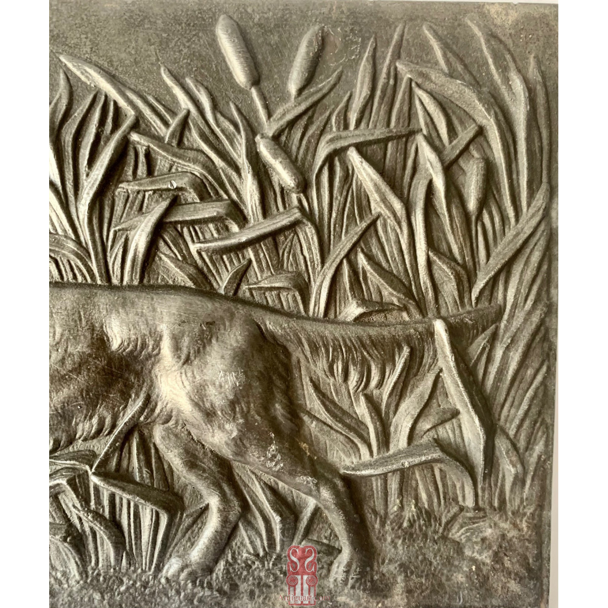 Bajo relieve, escena con perro de caza 1900 circa.