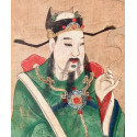 Pintura china, guardián del palacio, tempera sobre lienzo., finales siglo XIX.