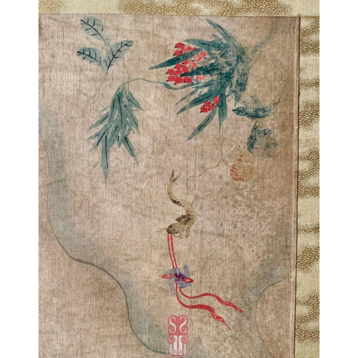 Pintura china, guardián del palacio, tempera sobre lienzo., finales siglo XIX.