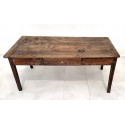 Mesa rustica de comedor, nogal macizo, siglo XIX