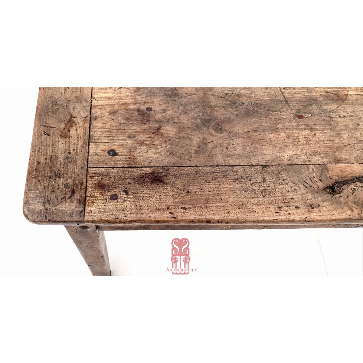 Mesa rustica de comedor, nogal macizo, siglo XIX