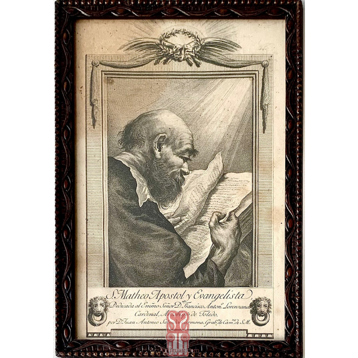 Antonio Salvador Carmona, grabado del siglo XVIII, “San Mateo apóstol”