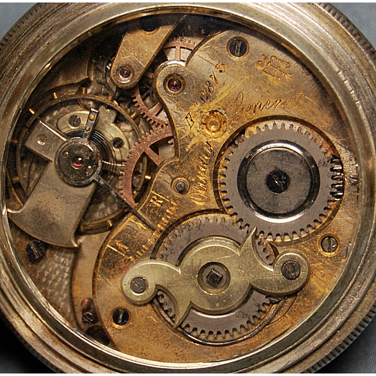 Reloj de bolsillo de plata, mitad del siglo XIX .