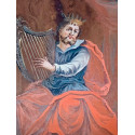 Santa Cecilia y el rey David, pinturas  sobre cristal, siglo XVIII.