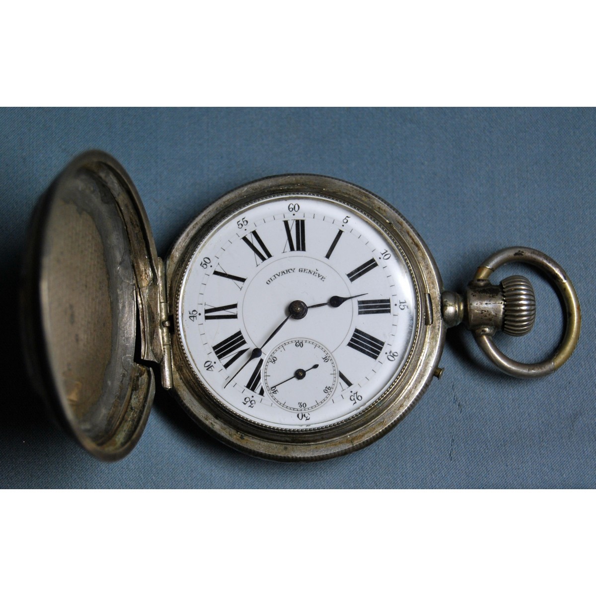 Reloj de bolsillo de plata, mitad del siglo XIX .