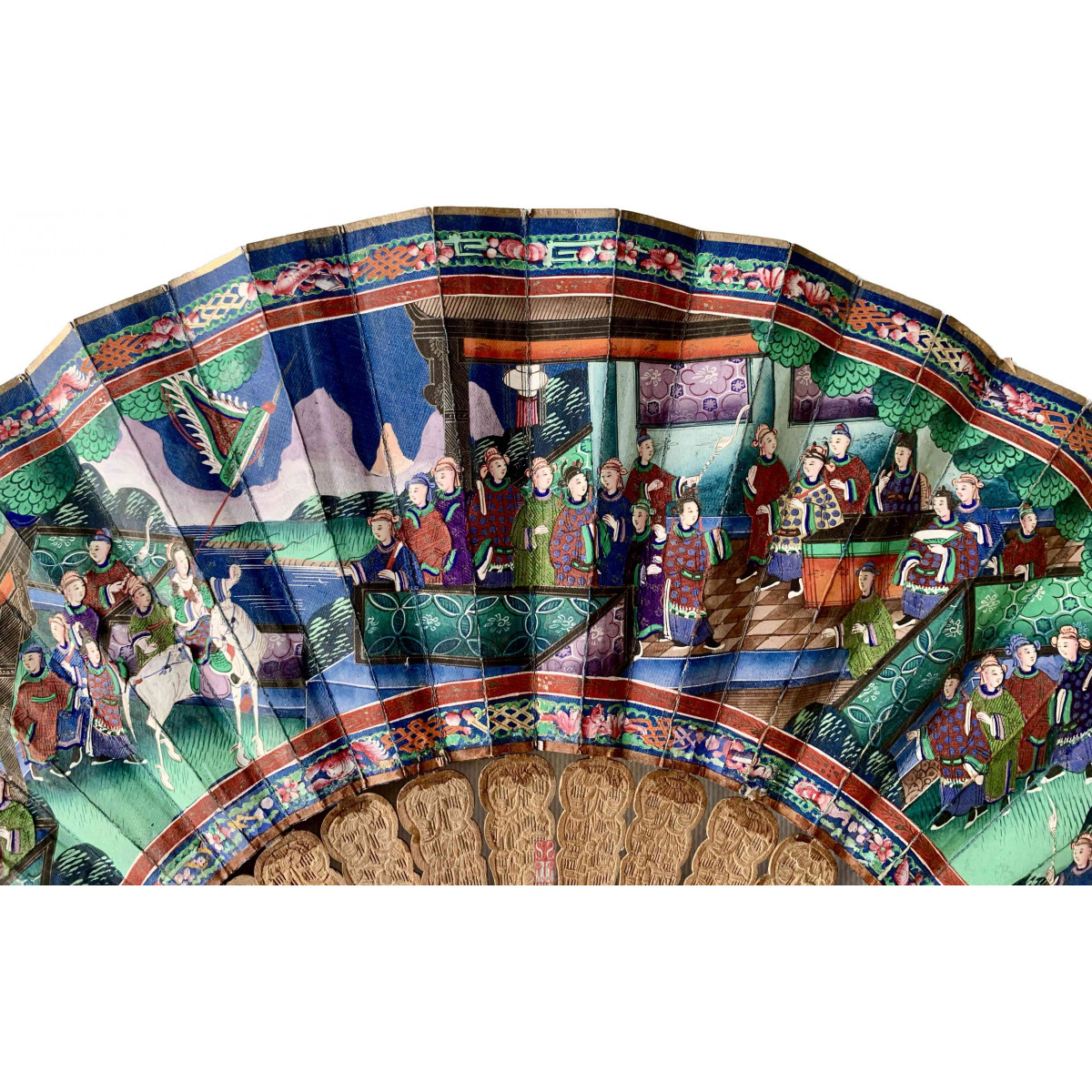 Abanico chino, Cantón, llamado “mil caras” siglo XIX.