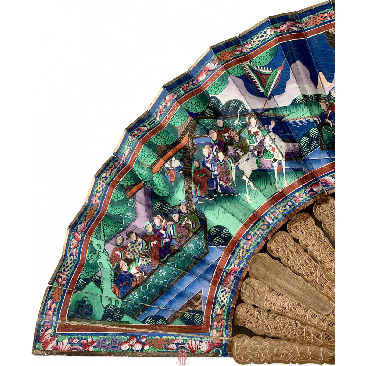 Abanico chino, Cantón, llamado “mil caras” siglo XIX.