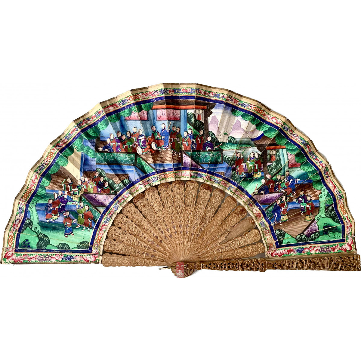 Abanico chino, Cantón, llamado “mil caras” siglo XIX.