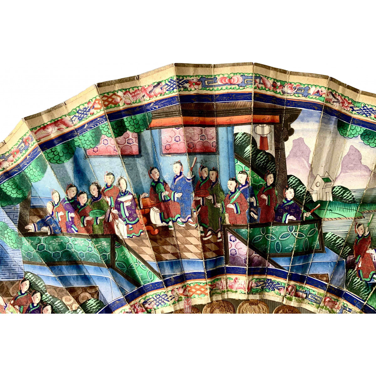 Abanico chino, Cantón, llamado “mil caras” siglo XIX.