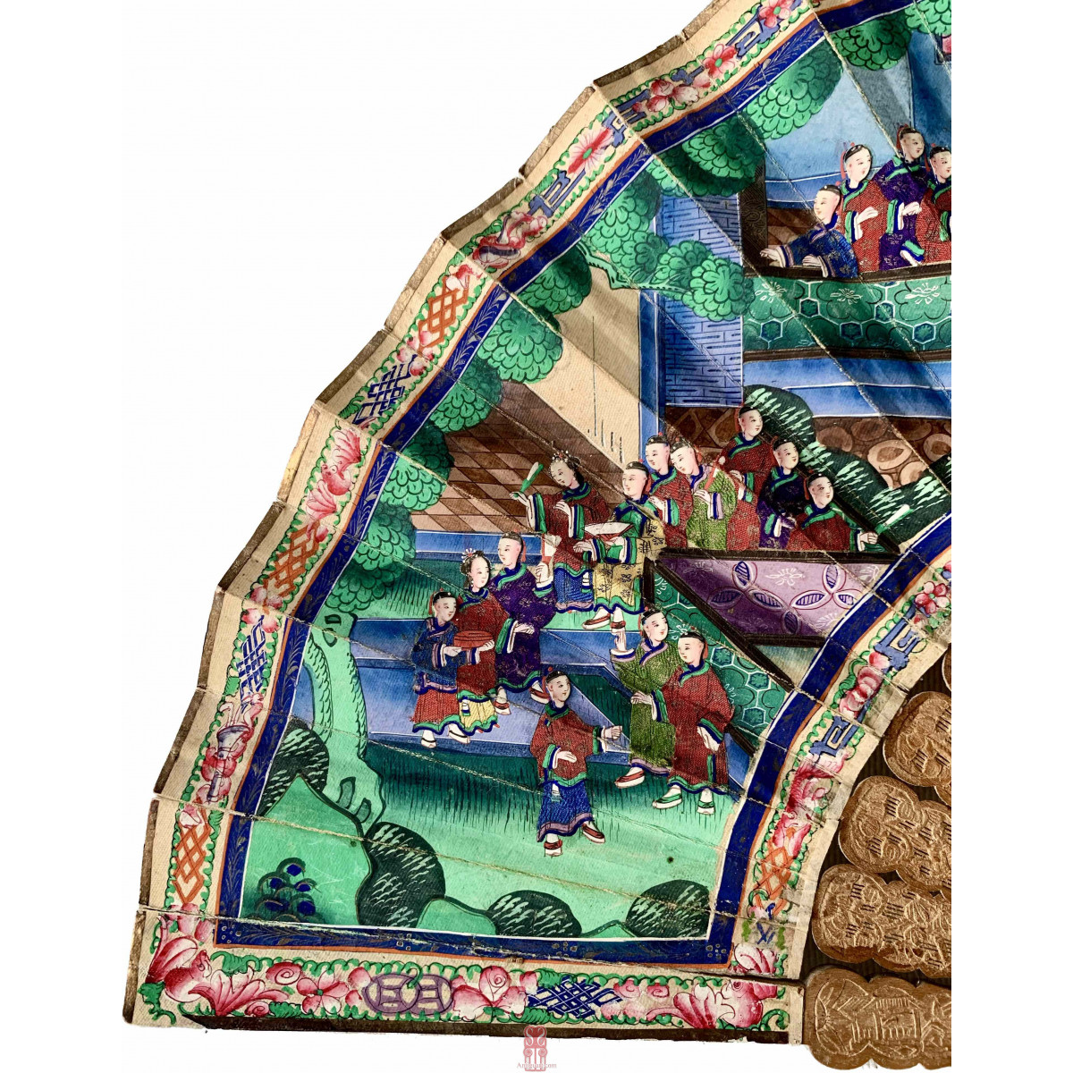 Abanico chino, Cantón, llamado “mil caras” siglo XIX.