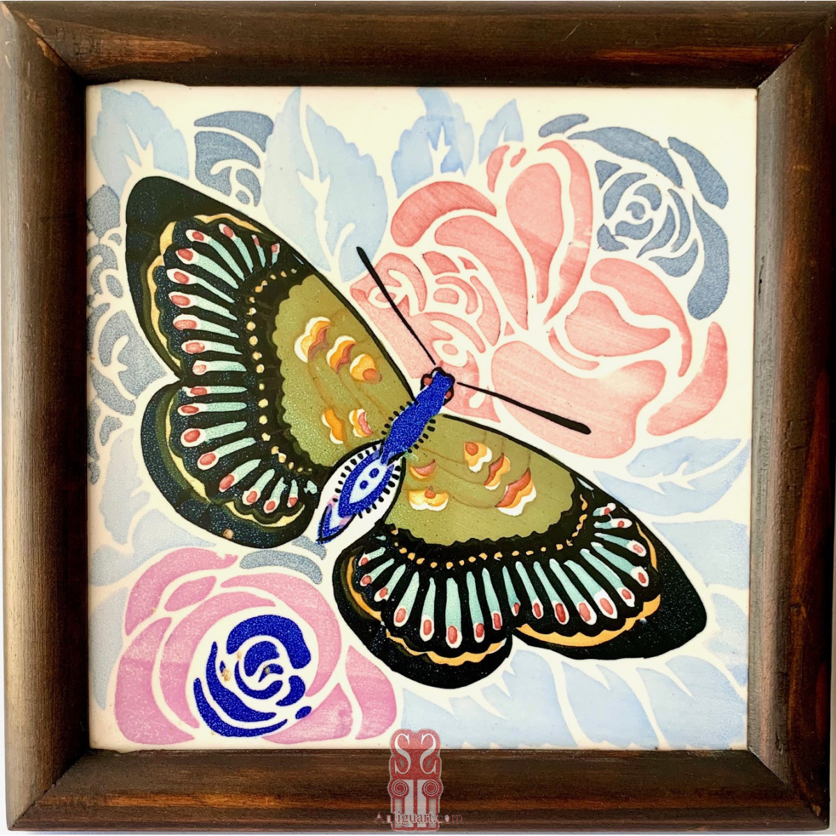 Pareja azulejos decó, mariposas .