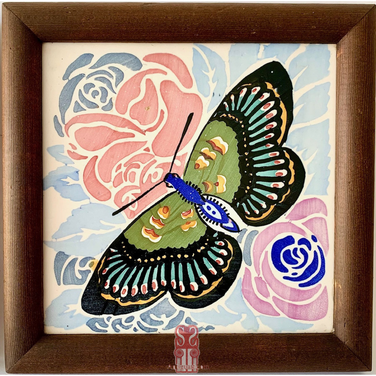 Pareja azulejos decó, mariposas .