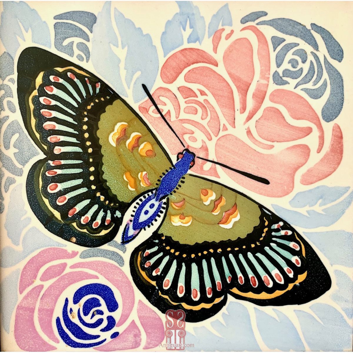 Pareja azulejos decó, mariposas .