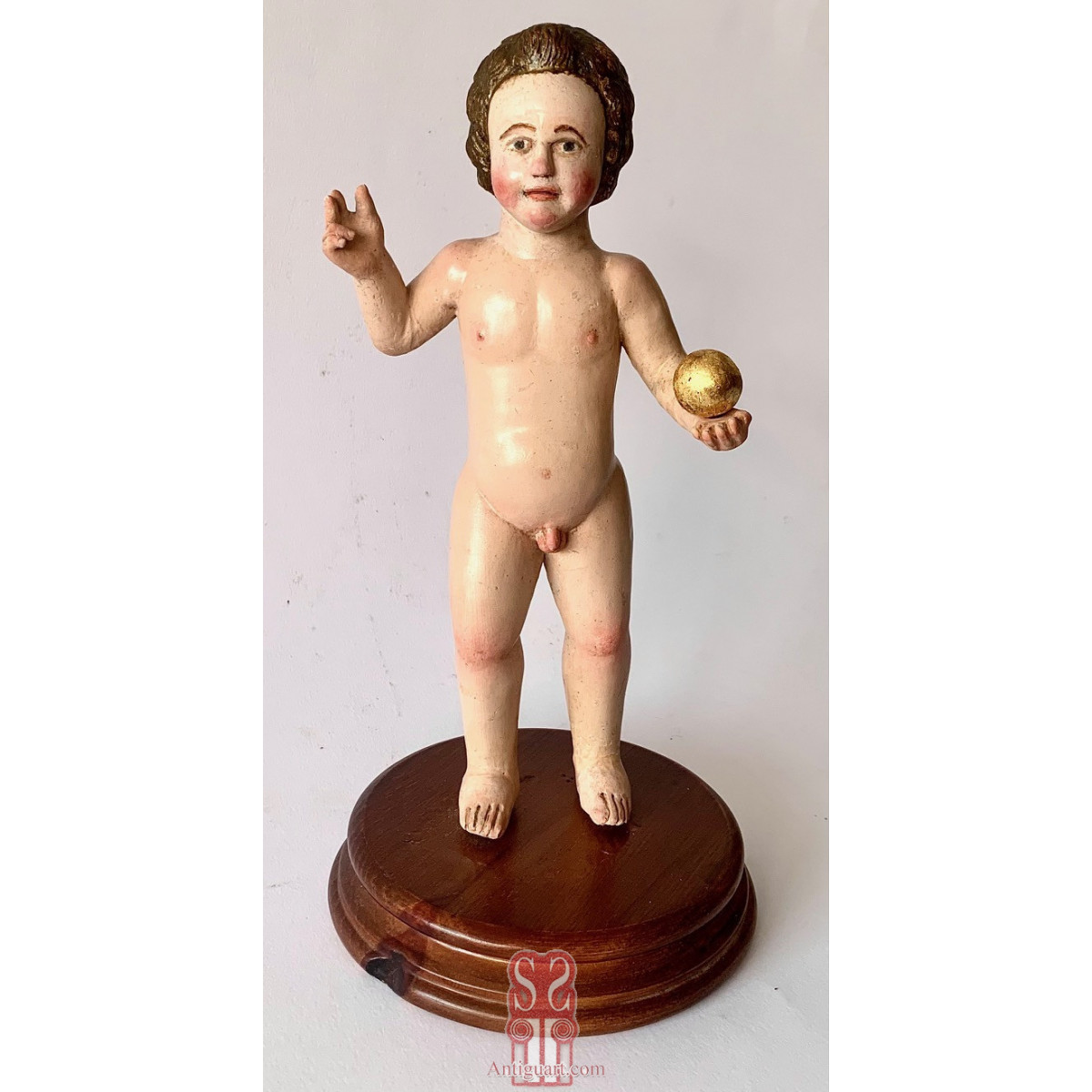 Christ Child Blessing, carved polychrome wooden18th