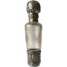 Glass and silver travel liqueur bottle, France, mid-19th.