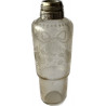 Glass and silver travel liqueur bottle, France, mid-19th.