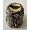 Glass and silver travel liqueur bottle, France, mid-19th.