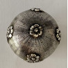 Glass and silver travel liqueur bottle, France, mid-19th.