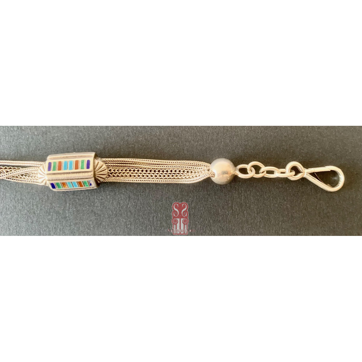 Leontina de plata de ley y esmaltes (1900-1920)