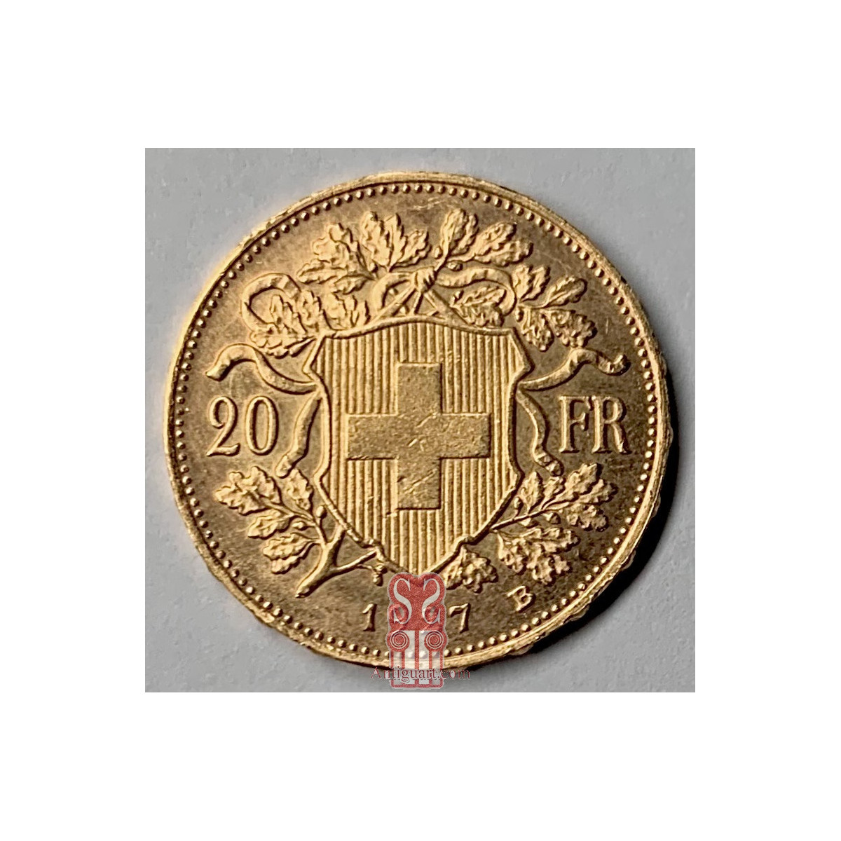 Moneda de oro suiza de 20 francos del 1927, 22K.