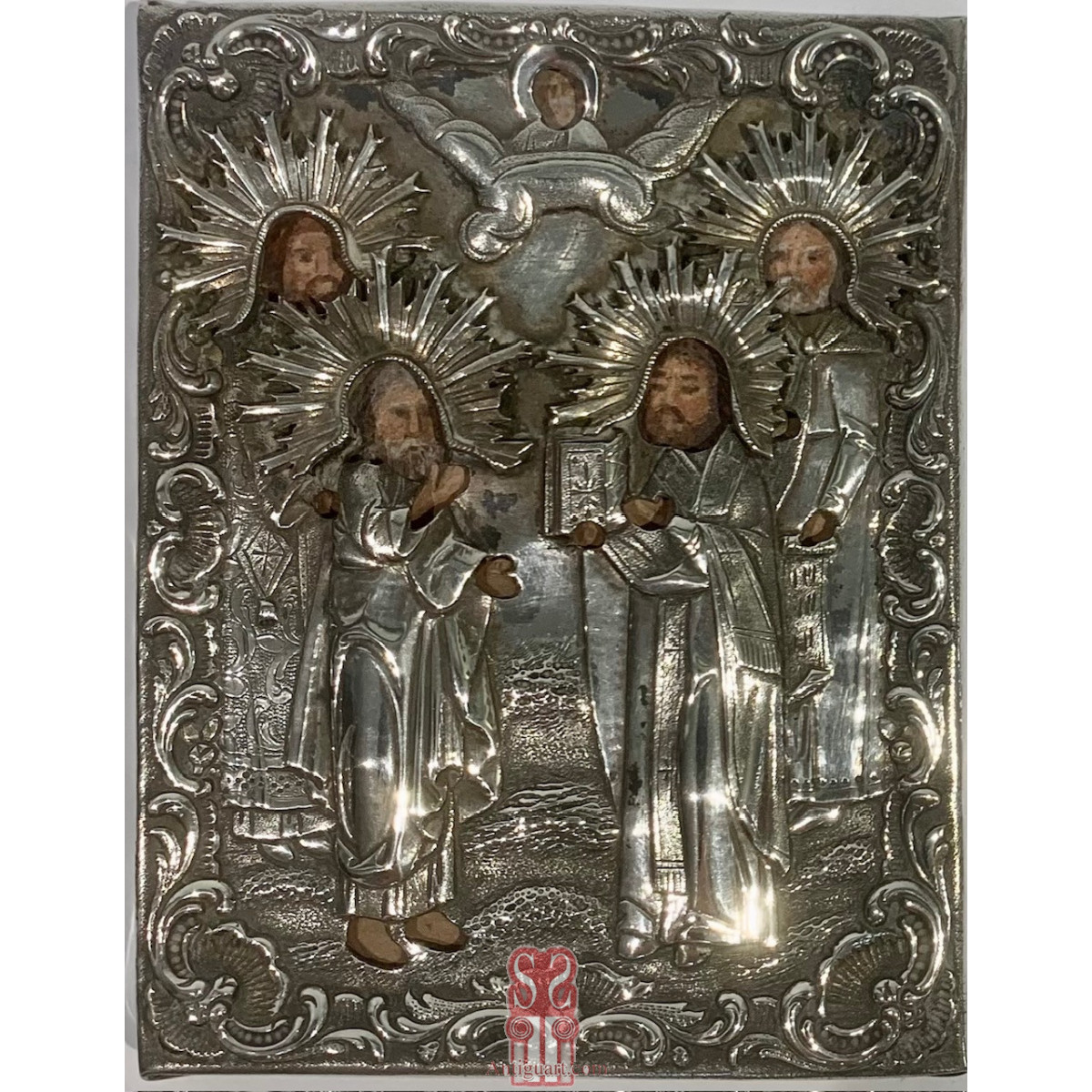 Icona Russa d’argento del XIX secolo, San Pietroburgo 1854.