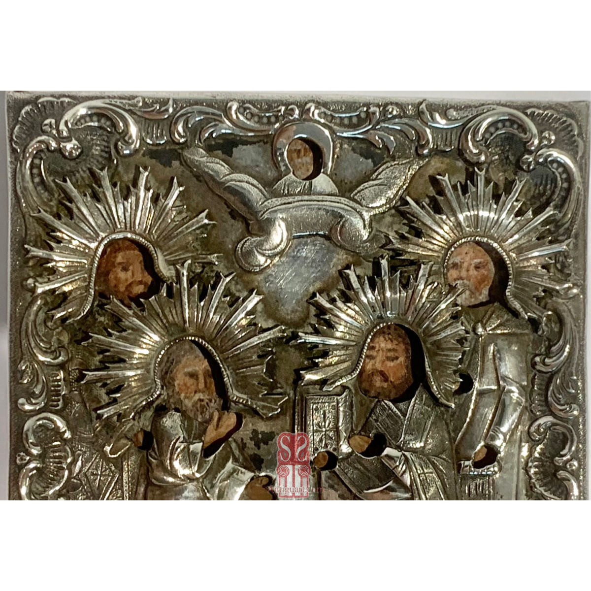 Icona Russa d’argento del XIX secolo, San Pietroburgo 1854.