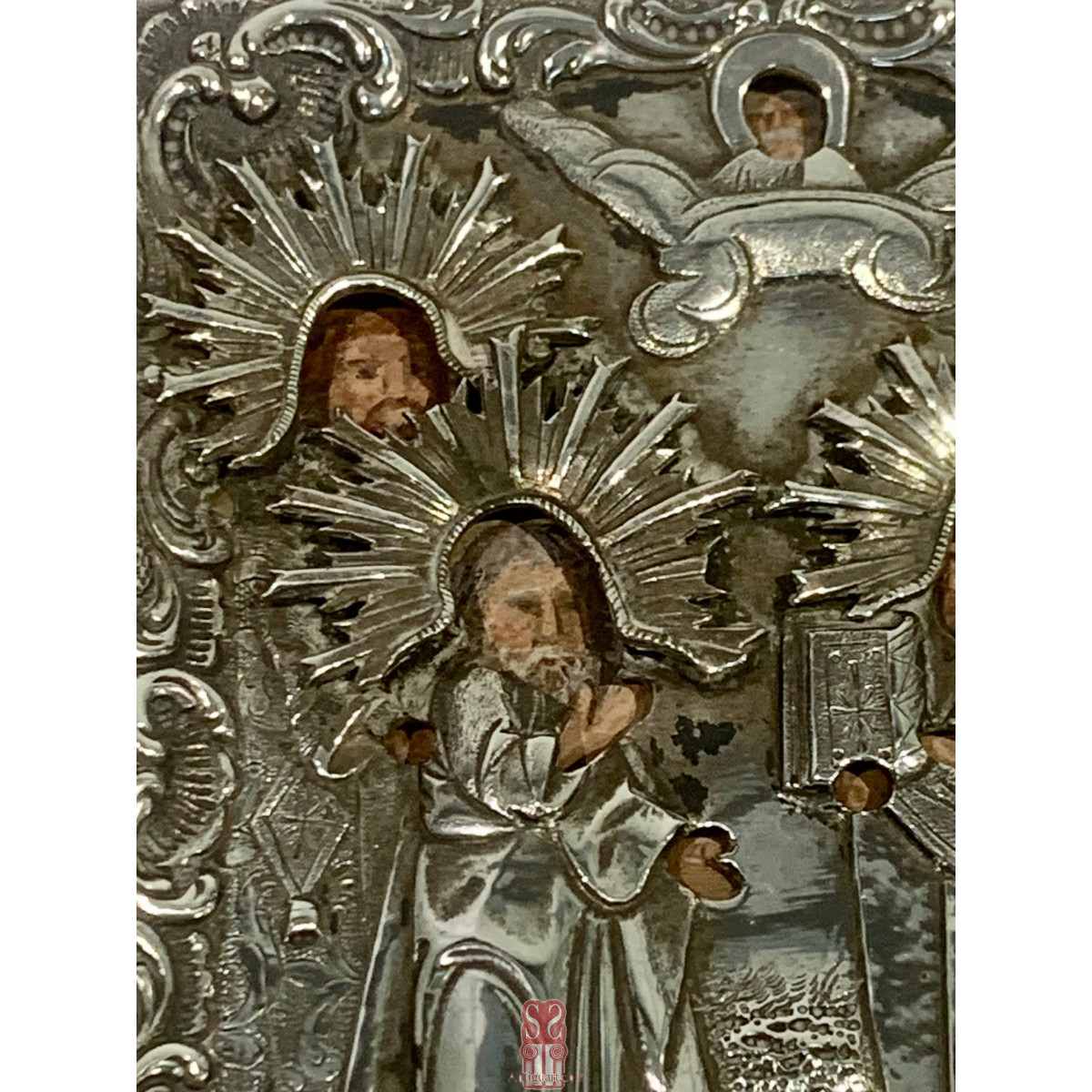 Icona Russa d’argento del XIX secolo, San Pietroburgo 1854.