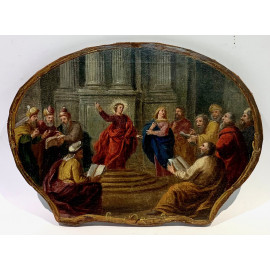 Jesús entre los doctores, pintura italiana del siglo XVII