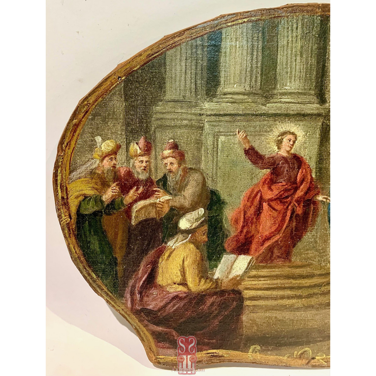 Jesús entre los doctores, pintura italiana del siglo XVII