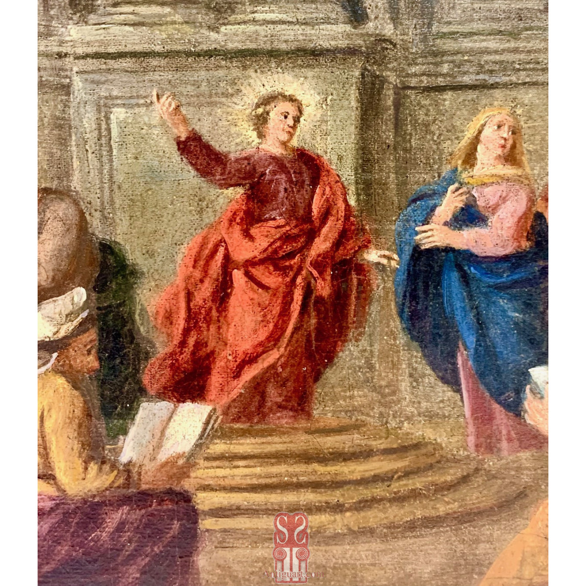 Jesús entre los doctores, pintura italiana del siglo XVII