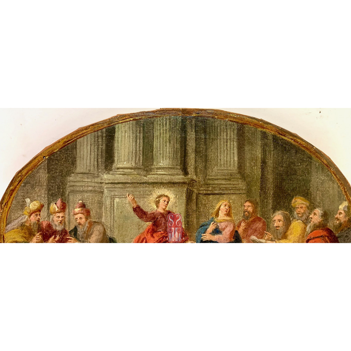 Jesús entre los doctores, pintura italiana del siglo XVII