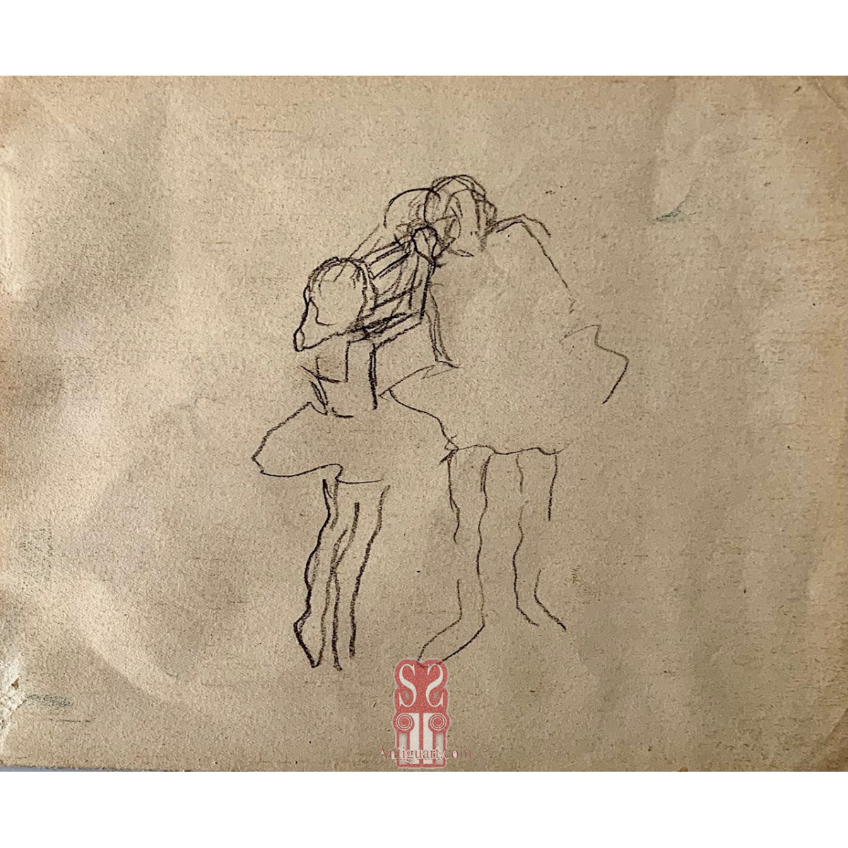 “Bailarinas” Ricard Opisso, dibujo al carboncillo sobre papel