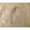 “Bailarinas” Ricard Opisso, dibujo al carboncillo sobre papel
