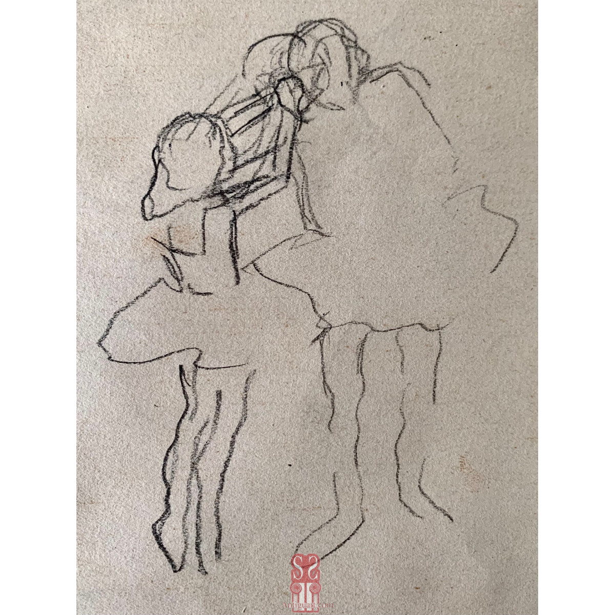 “Bailarinas” Ricard Opisso, dibujo al carboncillo sobre papel