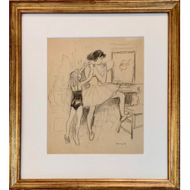 “Bailarinas” Ricard Opisso, dibujo al carboncillo sobre papel