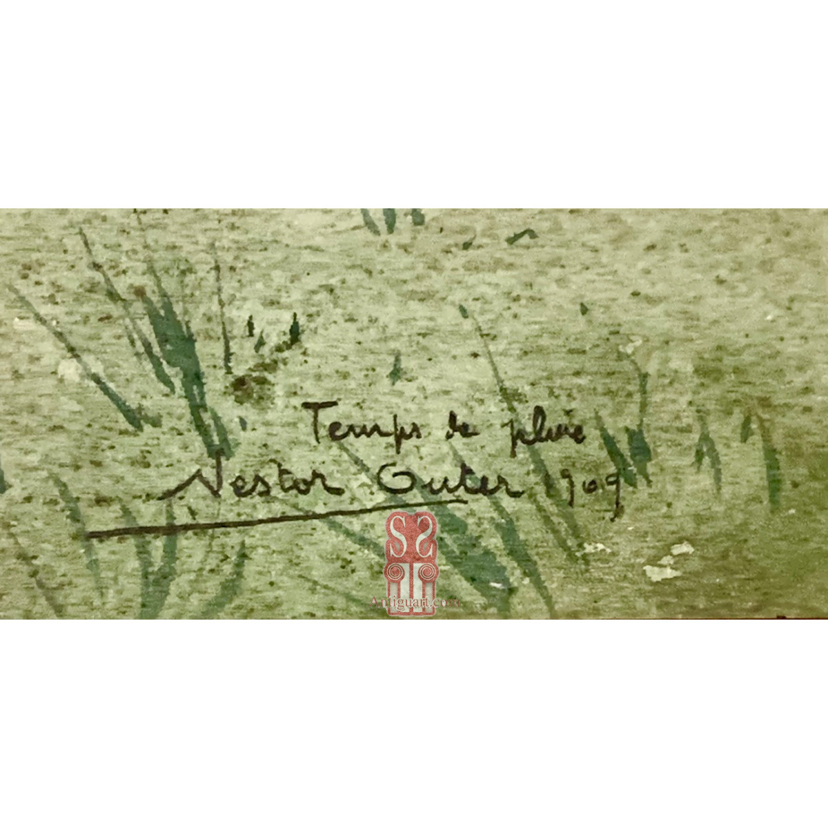 Nestor Outer, Francia, paisaje lagunar, acuarela.