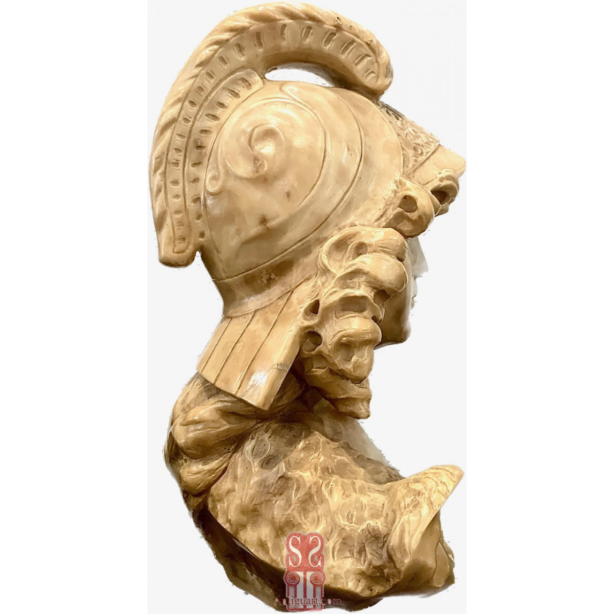 Busto de San Miguel Arcángel de alabastro, siglo XIX.