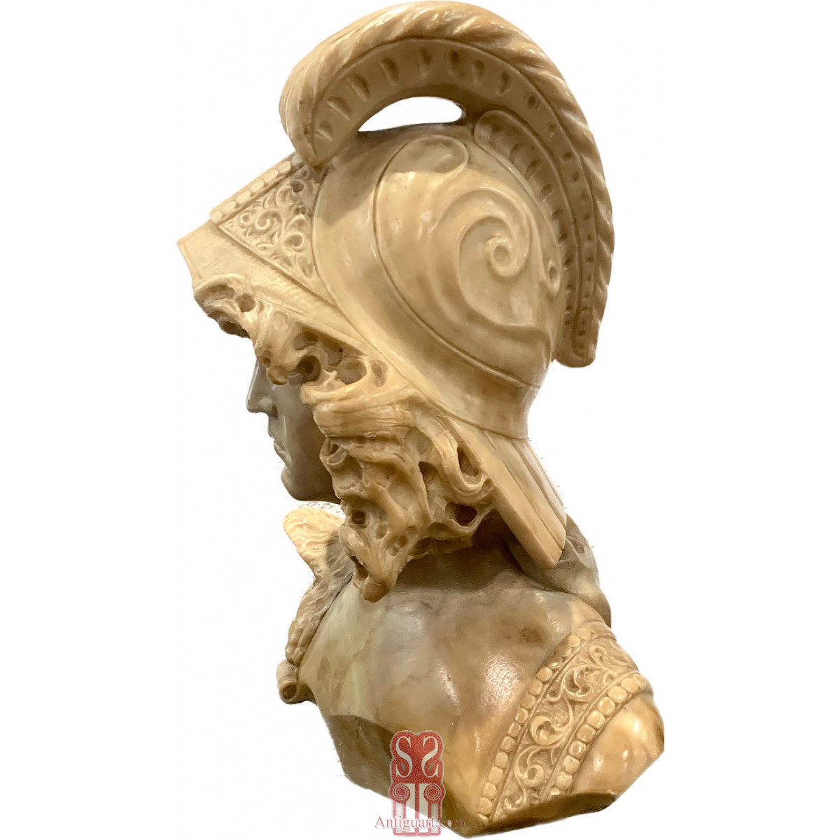 Busto de San Miguel Arcángel de alabastro, siglo XIX.