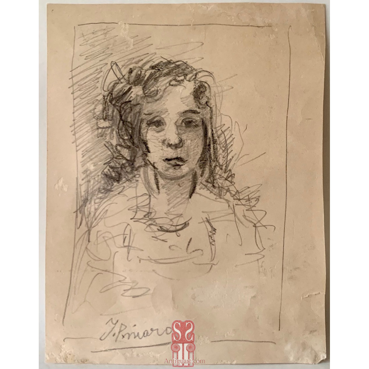 Ignacio Pinazo Camarlench, retrato, dibujo al lápiz.