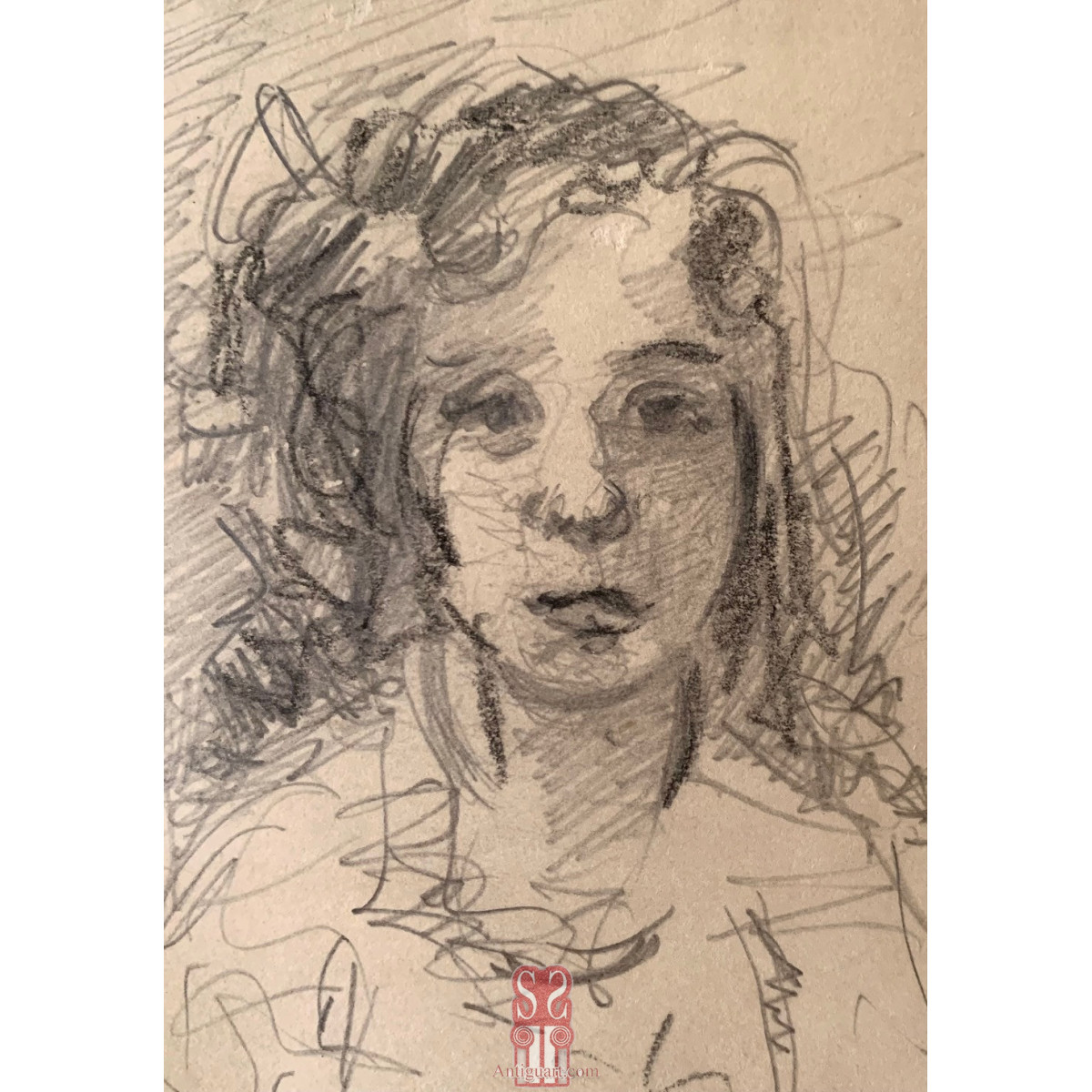 Ignacio Pinazo Camarlench, retrato, dibujo al lápiz.