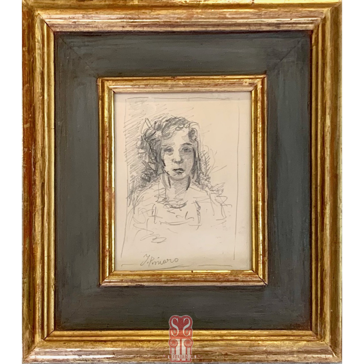 Ignacio Pinazo Camarlench, retrato, dibujo al lápiz.